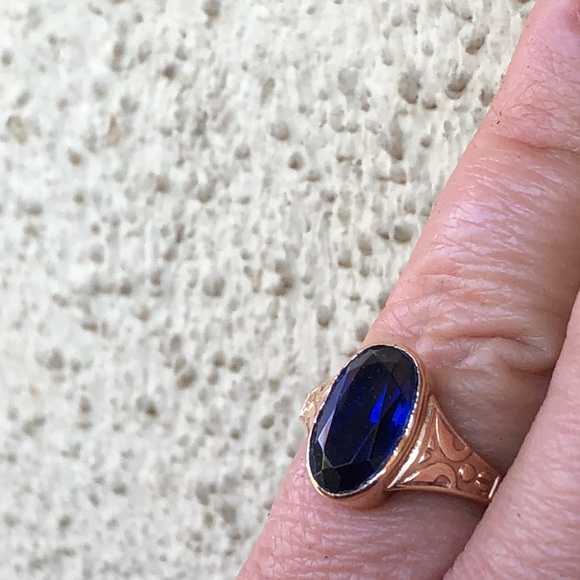 Russian | Jewelry | 4k Vintage Russian Rose Gold Blue Stone Ring | Poshmark